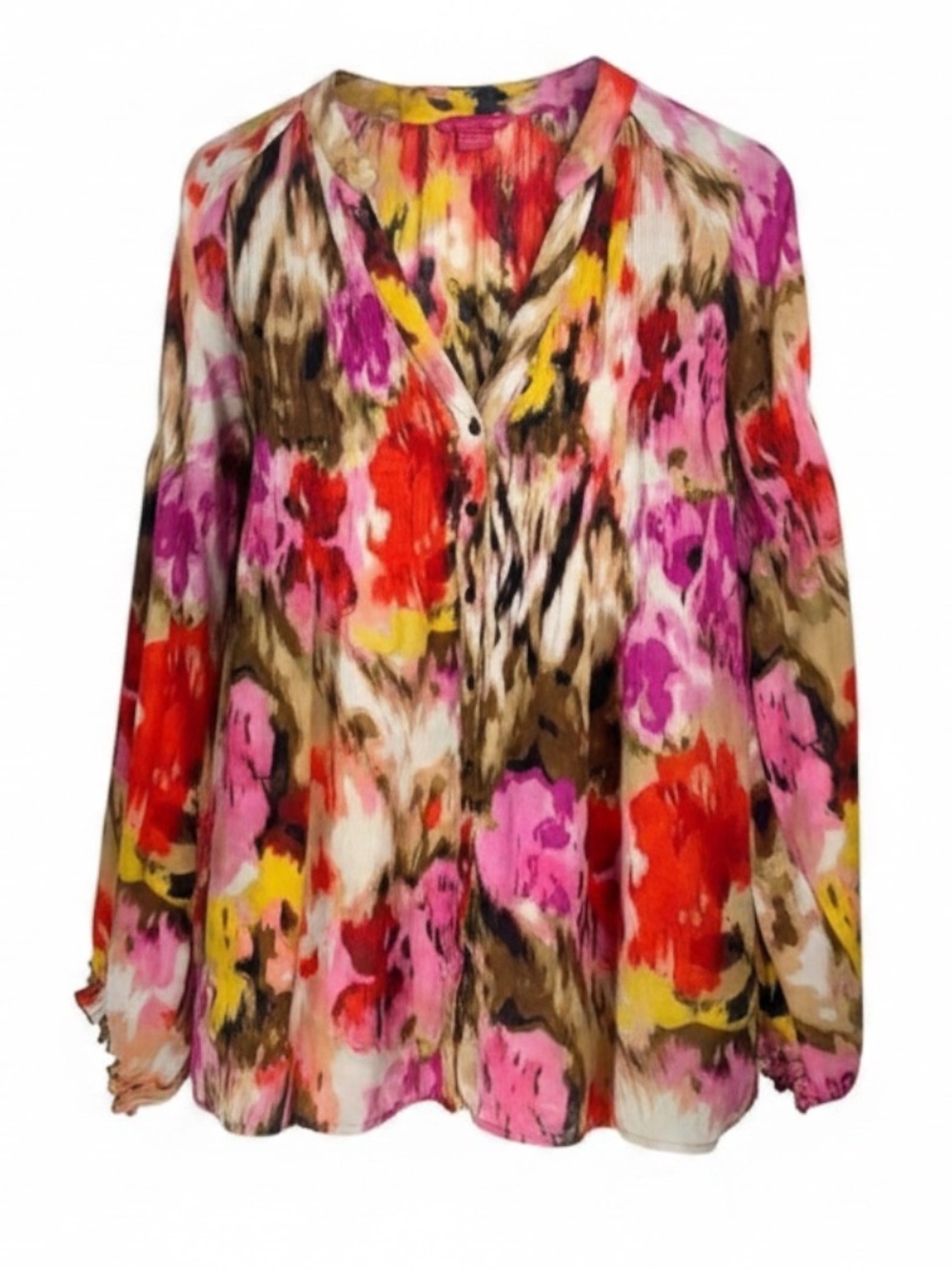 Sunny Leigh Pink Watercolor Flowy Blouse XL